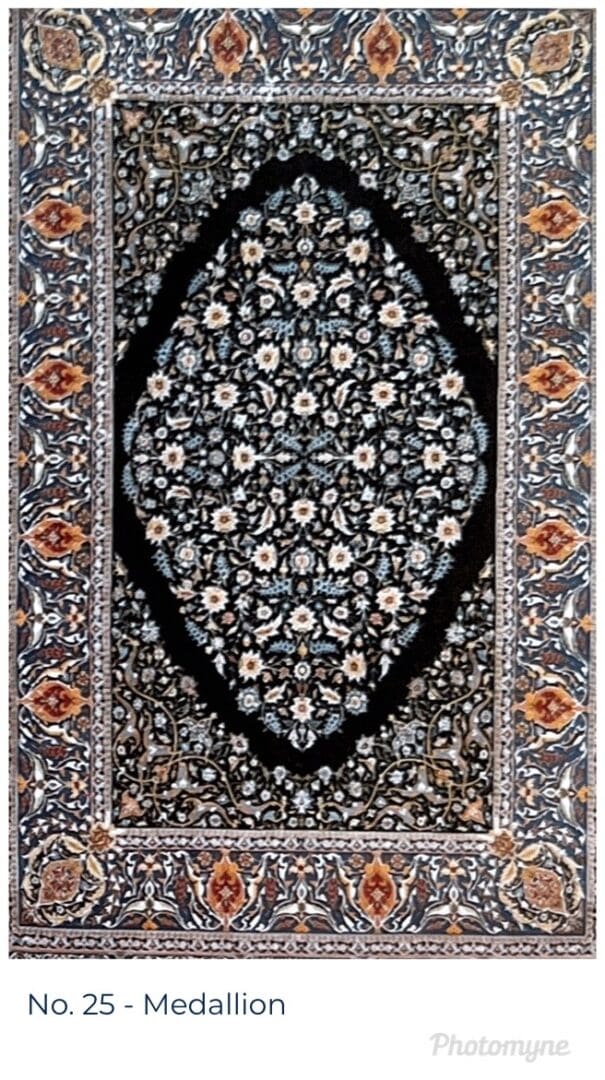 A rug with a floral design on it