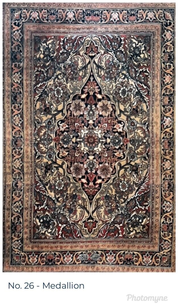 A rug with an oriental design on it