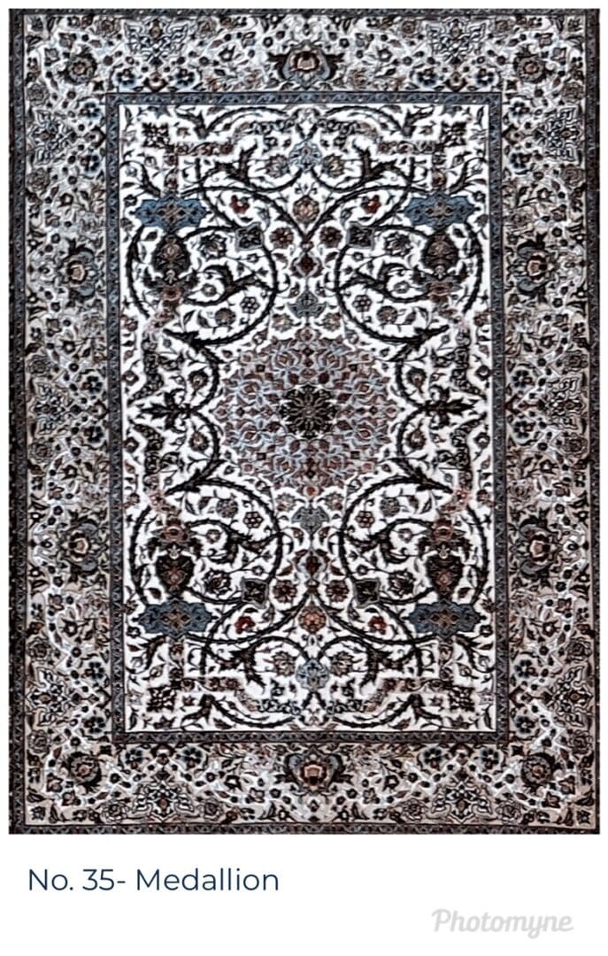 A rug with a floral design on it.