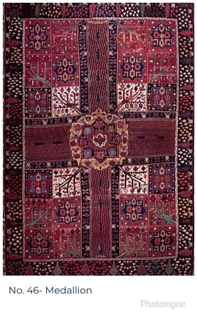 A large rug with a cross design on it.