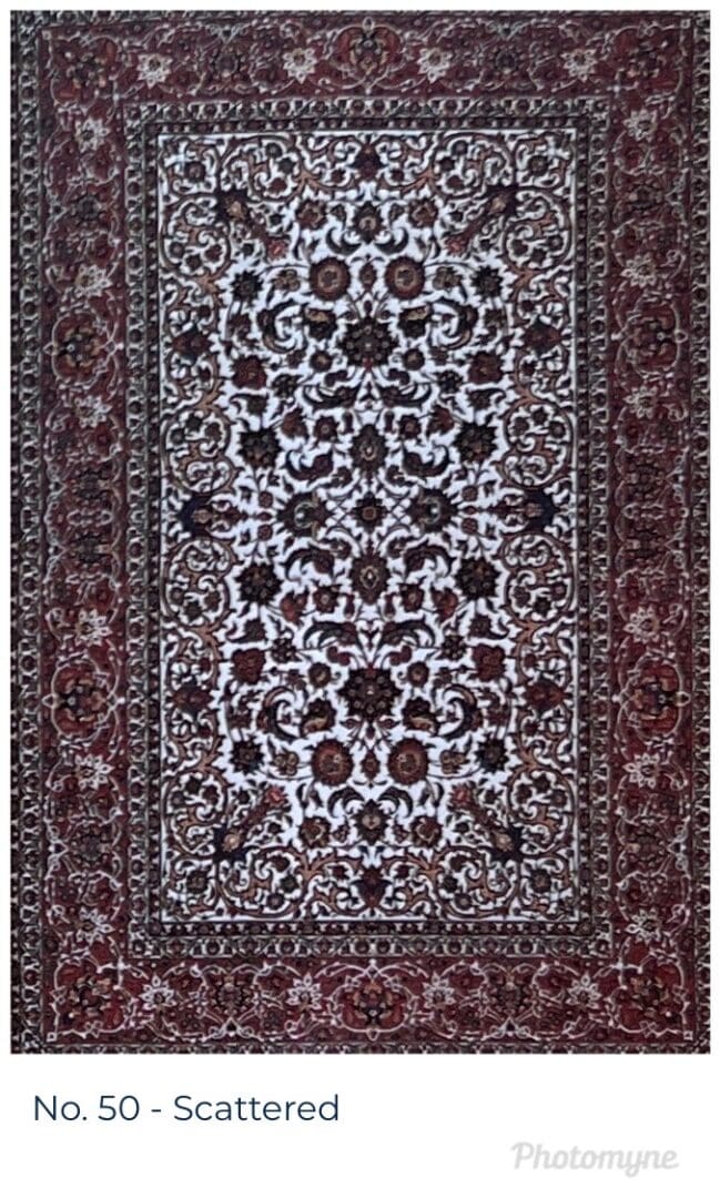 A rug with a floral design on it