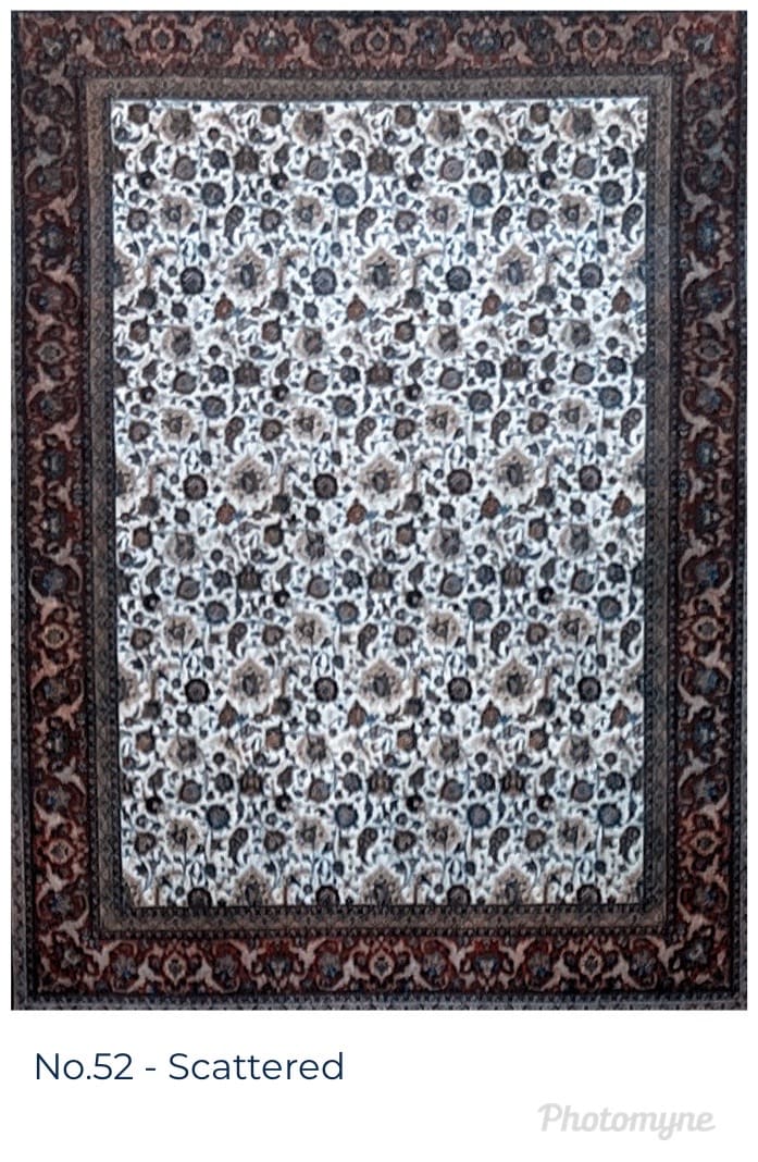 A rug with a floral pattern on it